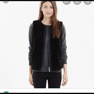 Madewell black faux fur vest